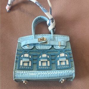 Blue Mini House and window urban charm, AirPod or Change Holder